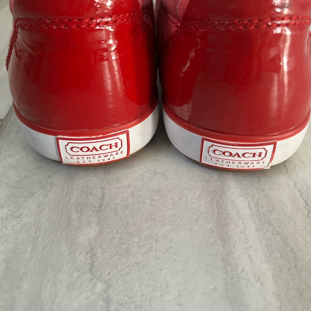 Coach Red and White Sneakers Vibrant Casual Style - Picture 4 of 8